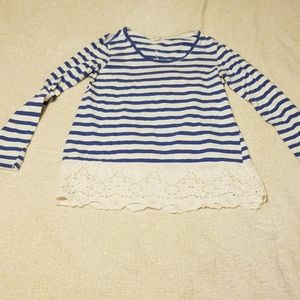 Lilis Closet Anthropologie XS White & Blue Top